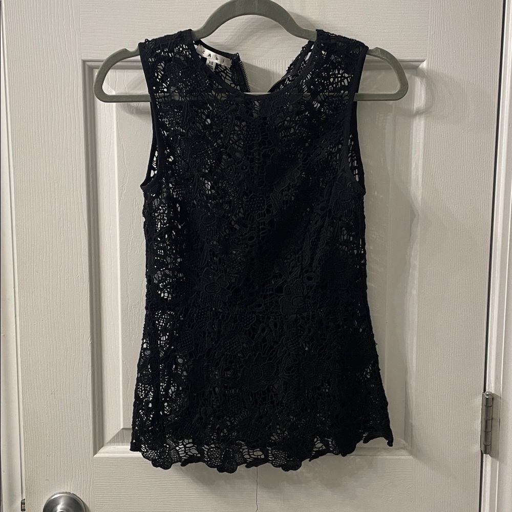 CAbi Black Lace Detail Top
